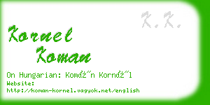 kornel koman business card